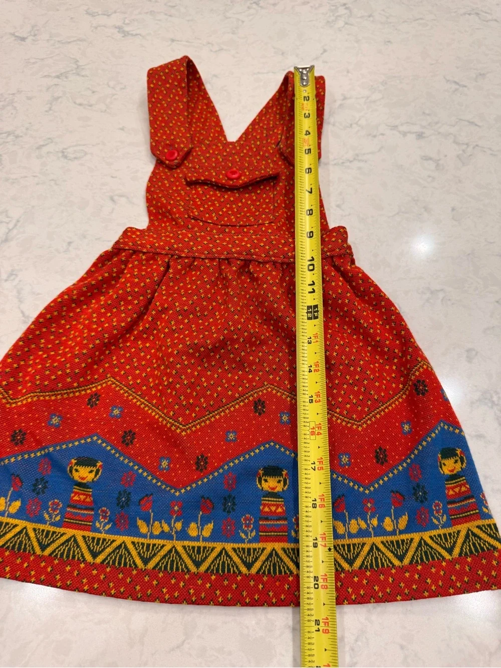 Vintage 1970s Carter’s Girls 6 Folk Art Pinafore Jumper Dress